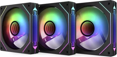 Set ventilatorësh PC Krux Corvus 120 ARGB 120mm, PWM 4-pin, me kontrollues ARGB, 3 copë, i zi