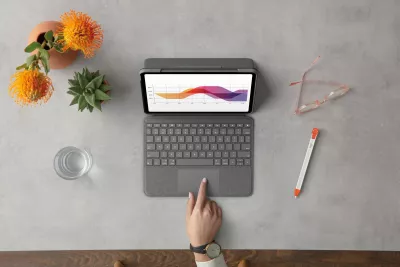 Tastierë me mbështjellës Logitech Folio Touch për iPad Air 4th Gen, gri
