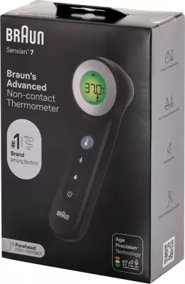 Termometër pa kontakt Braun BNT400B, për ballë, LCD, i zi