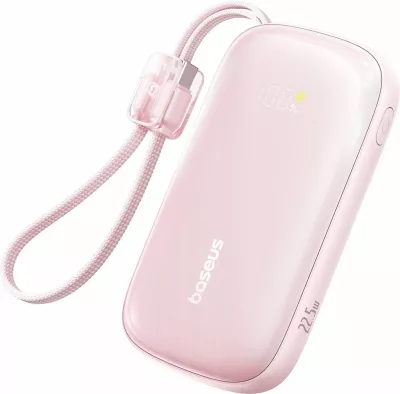Powerbank Baseus EnerFill FC21 Qpow 3 Ultra 20000mAh 22.5W me display, rozë, me kabllo të ndashme