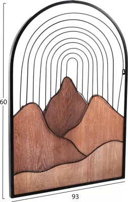 Dekor për mur, ngjyrë druri natyral dhe metal i zi, FH4220, 60x3.5x93 cm
