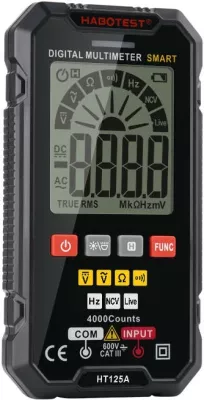Multimetër digjital Habotest HT125A, 4000 matje, me NCV, Live Test, i zi
