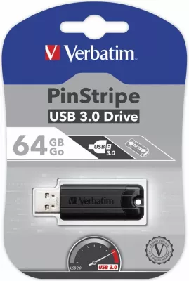 Memorje USB Verbatim PinStripe 49318 64 GB USB 3.2 Gen 1, e zezë