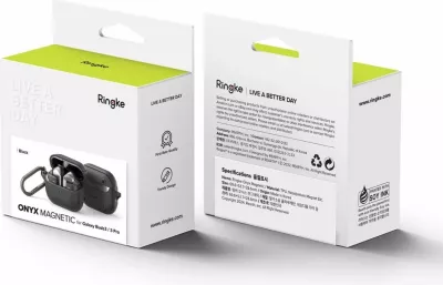 Mbështjellës Ringke Onyx për Samsung Galaxy Buds 3/3 Pro, MagSafe, me karabinë, e zezë