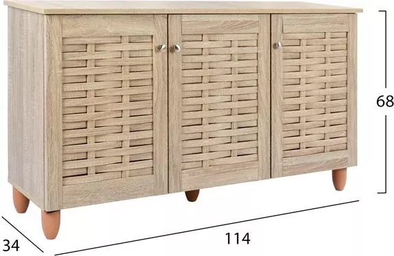 Dollap këpucësh druri, 3 dyer, FH2211.02, Sonama, 114x34x68