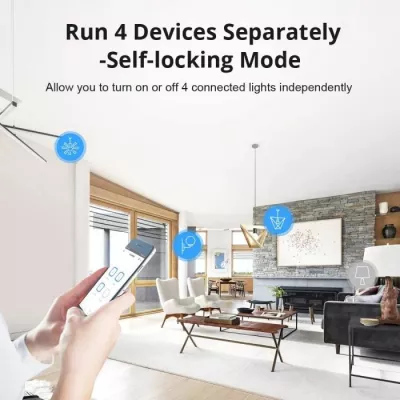 Switch smart Wi‑Fi SONOFF 4CHPROR3, 4-kanalësh, 100-240V, 3500W, RF 433MHz, i bardhë