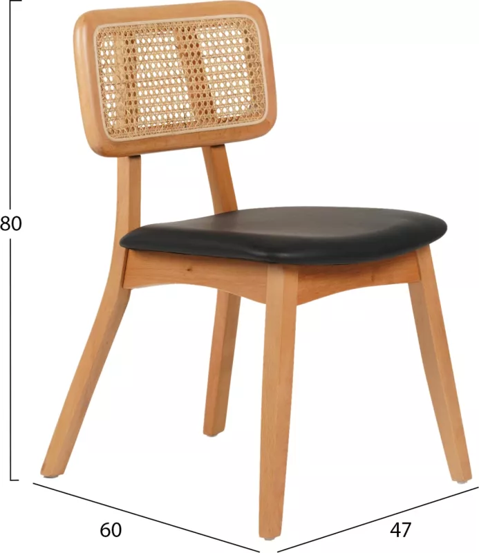 Karrige për ngrënie LUFFY FH9953.01 dru ahu ngjyrë lisi-zi PU 47x60x80Hcm