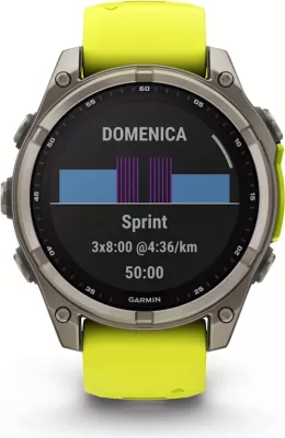 Smartwatch Garmin fēnix® 8 Solar, Sapphire, Titanium with Amp Yellow / Graphite silicone strap, 47 mm
