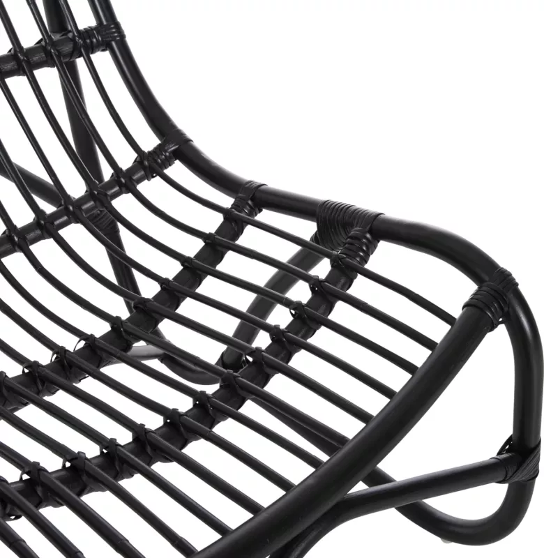 Karrige e jashtme GRINN, shkopinj Rattan, ngjyrë e zezë, 56.5x73.5x79.5H cm