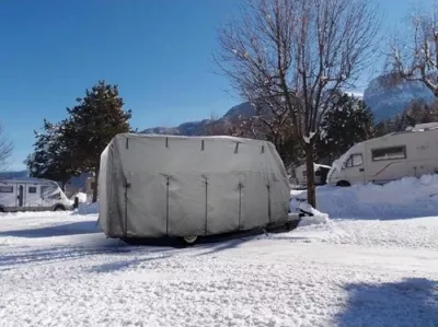Mbulesë mbrojtëse për rimorkio/karavan BRUNNER 7241460N, 400-450 cm, univerzale, gri, me çantë ruajtjeje