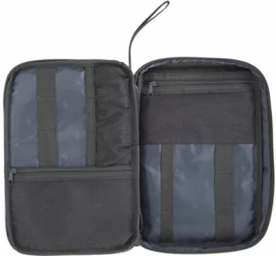Organizer udhëtimi RIVACASE 5632, 5 xhepa rrjete, 9 lakë elastikë, rrip dore, i zi