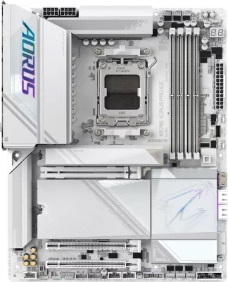 Pllakë amë Gigabyte X870E AORUS PRO ICE, AM5, 4x DDR5, Wi‑Fi 7, ATX, e bardhë