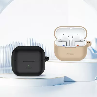 Mbështjellës Tech-Protect për Samsung Galaxy Buds 3 / 3 Pro, silikon, kafe, me karabiner