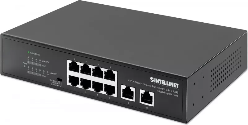 Switch Gigabit Intellinet 561402, 8x RJ45 PoE+, 2x RJ45 Uplink