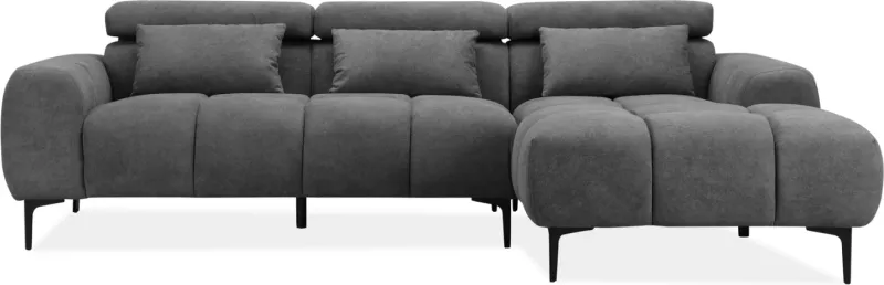 Kënd divan i djathtë DIVYA FH3267.02R prej lëkure sintetike gri 266x104x97Hcm