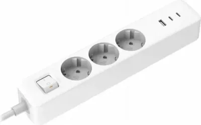 Zgjatues rryme Xiaomi XMCXB01EU 20W, 3 priza, 2x USB-C + 1x USB-A, kabllo 1.4 m, i bardhë