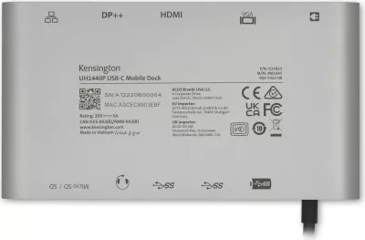 Dock USB-C Kensington UH1440P, 5Gbps, 85W, DP/HDMI/VGA, Argjendtë