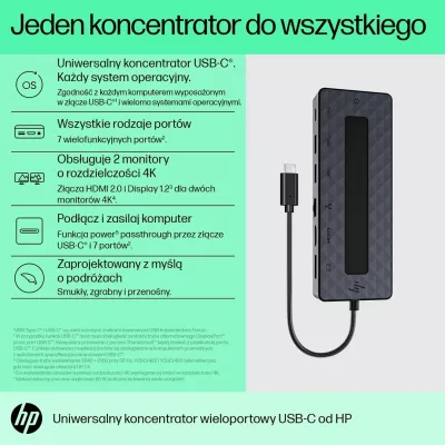 Hub HP universal, Ethernet LAN, 7 porte, USB-C, i zi