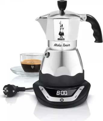 Moka elektrike Bialetti Mokka-EASY TIMER, 6 filxhanë, inox, LED ekran