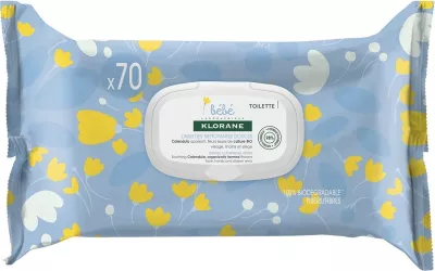 Shamponë të lagura Klorane Bebe Gentle Cleansing Wipes, 70 copë