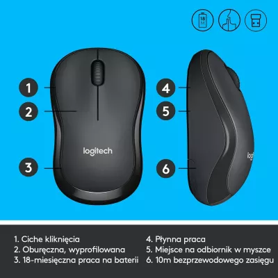 Maus Logitech M220 Silent 910-004878 wireless 1000 DPI USB, i zi