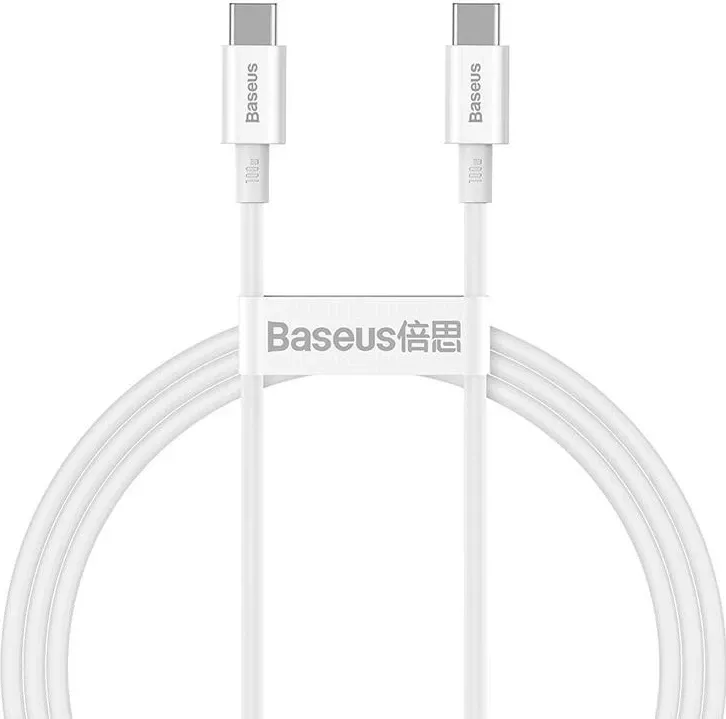 Kabllo Baseus Superior USB-C/USB-C, 1m, 100W, e bardhë
