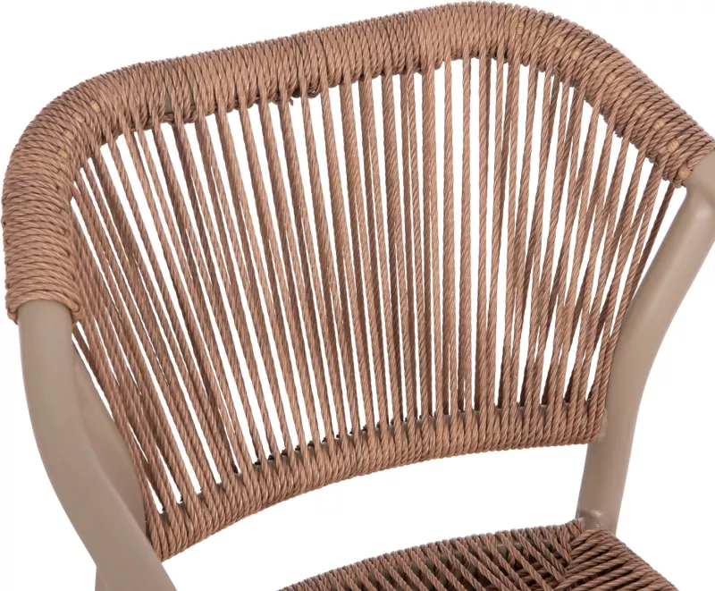 Karrige për ngrënie alumini LUCCI FH6266.02, kornizë mocha & P.E. rattan natyral, 58x56x79 cm
