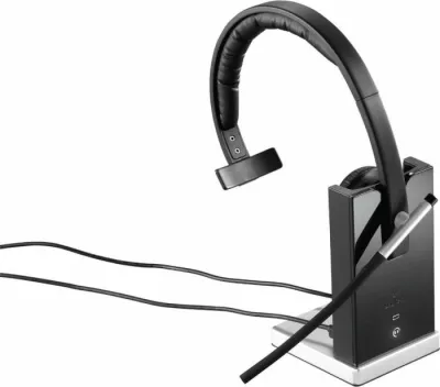 Kufje Logitech H820e (981-000512) wireless mono me USB, të zeza, set me stacion karikimi
