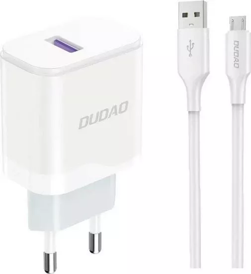 Karikues Dudao A20EU 1x USB-A + kabllo USB-A - micro USB, bardhë