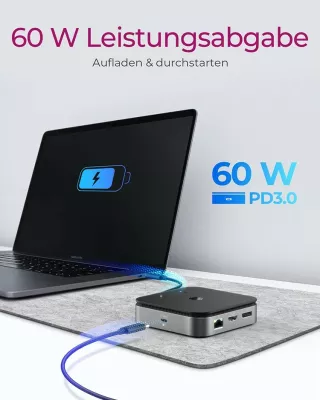 Docking station ICY BOX IB-DK8801-TB, USB4, 7 porte, 60W, anthracite