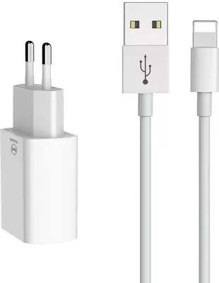 Karikues dyfishtë USB Mcdodo CH-6720 me kabllo Lightning 1m, i bardhë, set udhëtimi