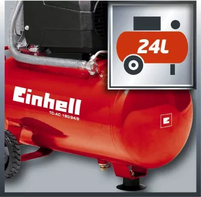 Kompresor ajri Einhell TC-AC 190/24/8, 24L, 8 bar, 1500W, kuq/zi