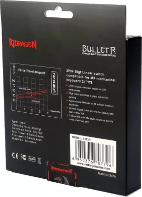 Switch për tastierë mekanike Redragon Bullet-R A-113, linear (MX Red), 24 copë, Neon