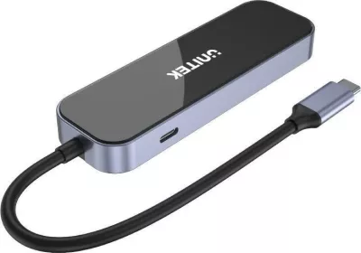Hub USB-C Unitek D1084A 6-në-1 HDMI, 3x USB-A 3.1, USB-C PD, Gigabit Ethernet, i zi