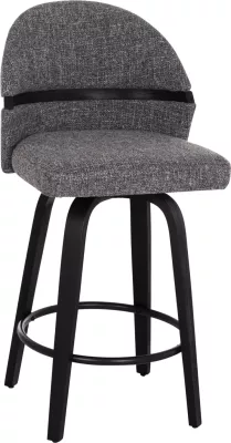 Karrige për bar rrotulluese DEKKER FH18250.03, dru i zi, material gri, 48x54x96cm, set prej 2 copë