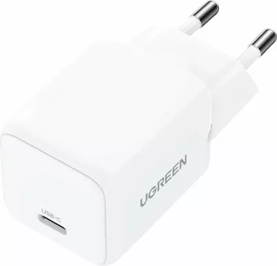Karikues rrjeti Ugreen X513 30W GaN USB-C 3A me kabllo USB-C 1m, i bardhë (set)