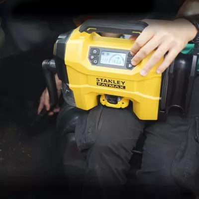 Kompresor/Inflator 3-n-1 Stanley SXVI02001-A, 12V/18V, 1-10 bar, bateri Li-ion 2Ah + karikues, e verdhë/zezë