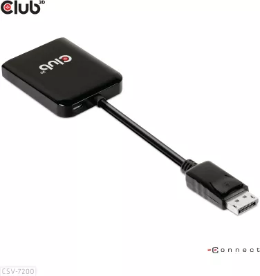 Adapter DisplayPort Club3D Multi Streaming Transport Hub 1xDP në 2xDP, 4K, i zi