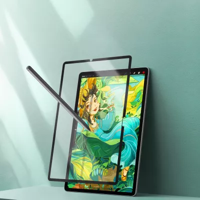 Film mbrojtës mat për tablet Samsung Galaxy Tab S10 FE/S9/S9 FE/S8/S7, Dux Ducis Naad Paperlike, transparent me kornizë të zezë