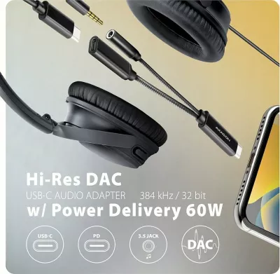 Adapter USB-C Axagon ADA-HCPD, Jack 3.5mm + USB-C PD 60W, i zi