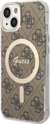 Set mbështjellës Guess GUBPP14SH4EACSW me karikues wireless për iPhone 14 6.1", kafe, MagSafe