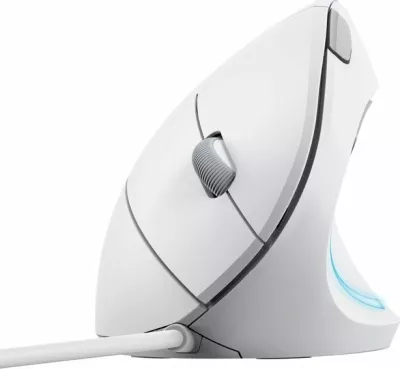 Maus Trust Verto 25133, ergonomik vertikal, USB me kabllo, 1600 DPI, 6 butona, i bardhë