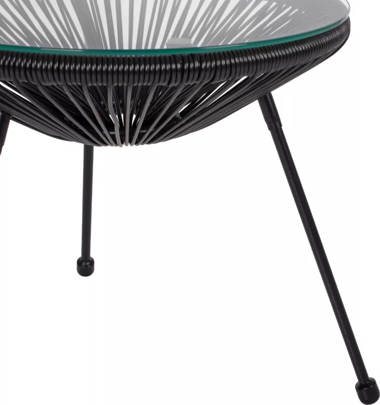 Tavolinë anësore profesionale Allegra, metal i zi dhe ratan i zi, FH5874.01, D47x45Hcm