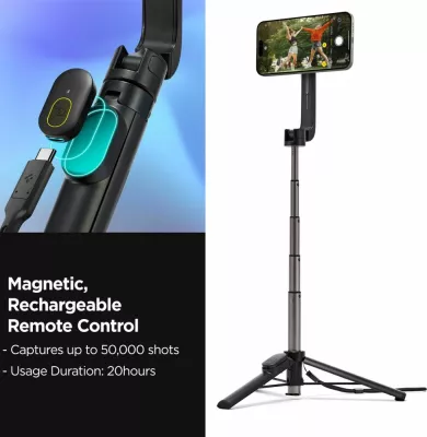 Selfie stick Spigen S571W me MagSafe, Bluetooth, tripod, e zezë