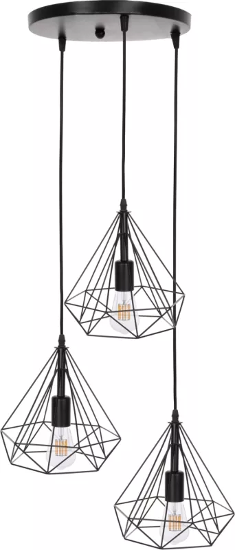 Llampë varëse tavani, FH4041, 3-drita, metal i zi, 25x22x123Hcm