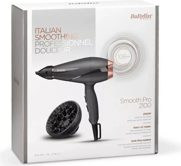 Tharëse për flokë BaByliss Smooth Pro 2100 6709DE, 2100W, e zezë/ari