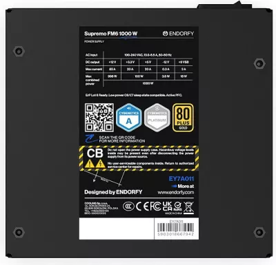 Furnizues rryme Endorfy Supremo FM6 1000W, 80 PLUS Gold, fully-modular, ATX 3.1, i zi