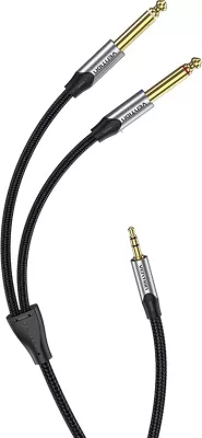 Kabllo audio Vention BARHK, 3.5mm në 2x 6.35mm, 8m, Gri