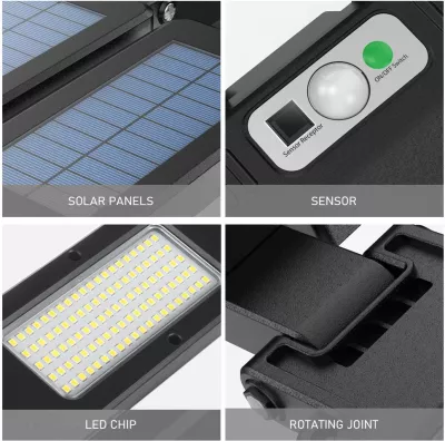 Lampë rruge solare LED Maclean MCE447 me sensor lëvizjeje dhe telekomandë, IP54, 2x450lm, 6500K