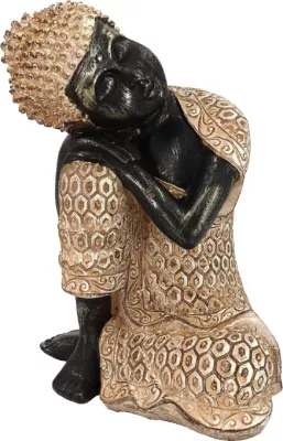 Dekor Buda pushues, polirezine, natyrale e zezë, 14x12x18cm